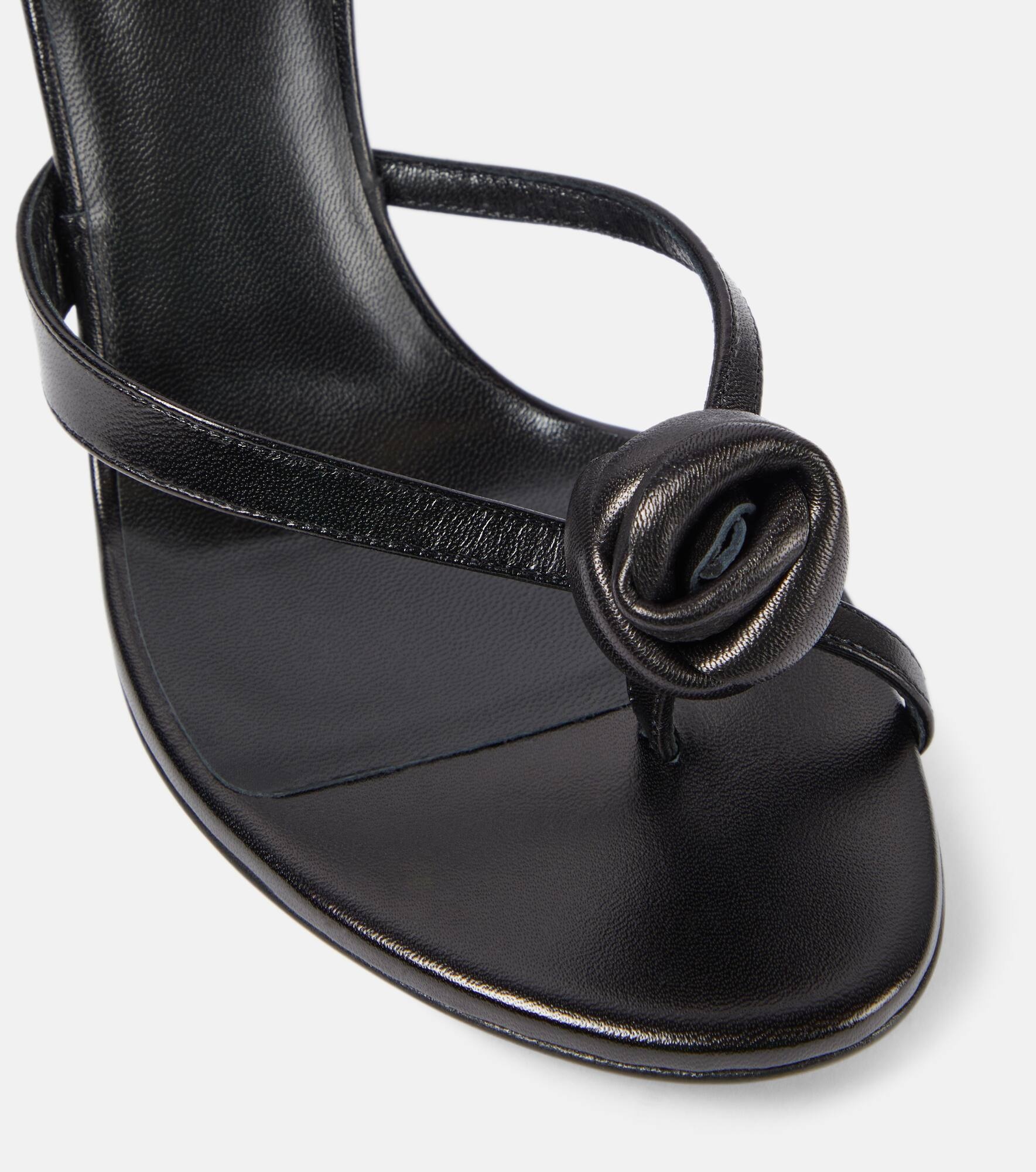 Floral-appliqué leather wedge mules - 6
