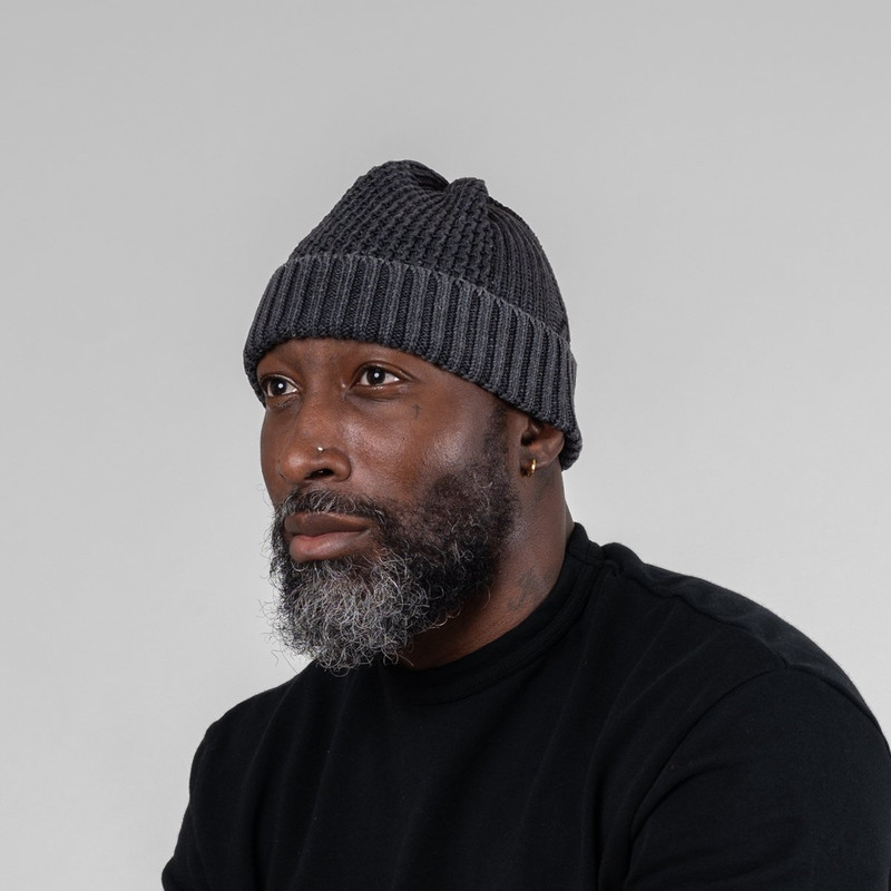 Iron Heart ROT-5023-BLK ROTOTO - Aran Cable Hat - Black outlook