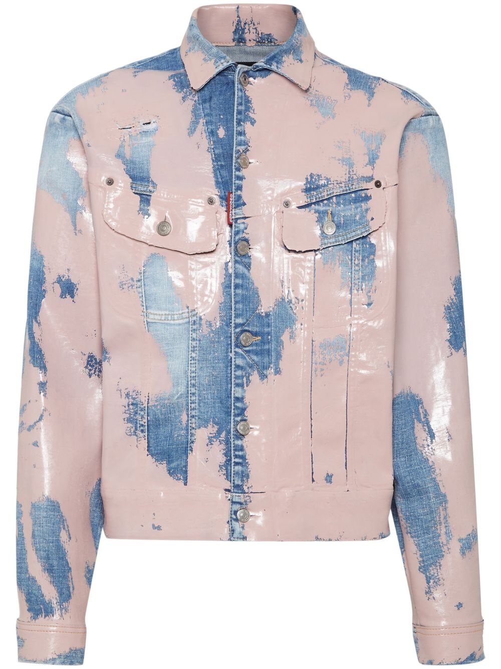 two-tone distressed denim jacket - 1