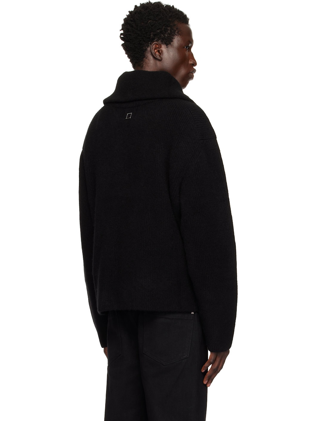 Black High Neck Zip Up Cardigan - 3