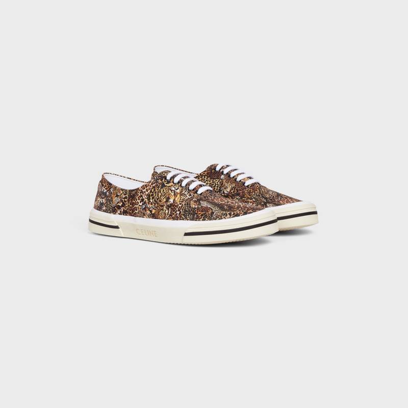 CELINE ELLIOT LOW LACE UP SNEAKER in TIGERS AND LEOPARDS PRINTED CANVAS 2