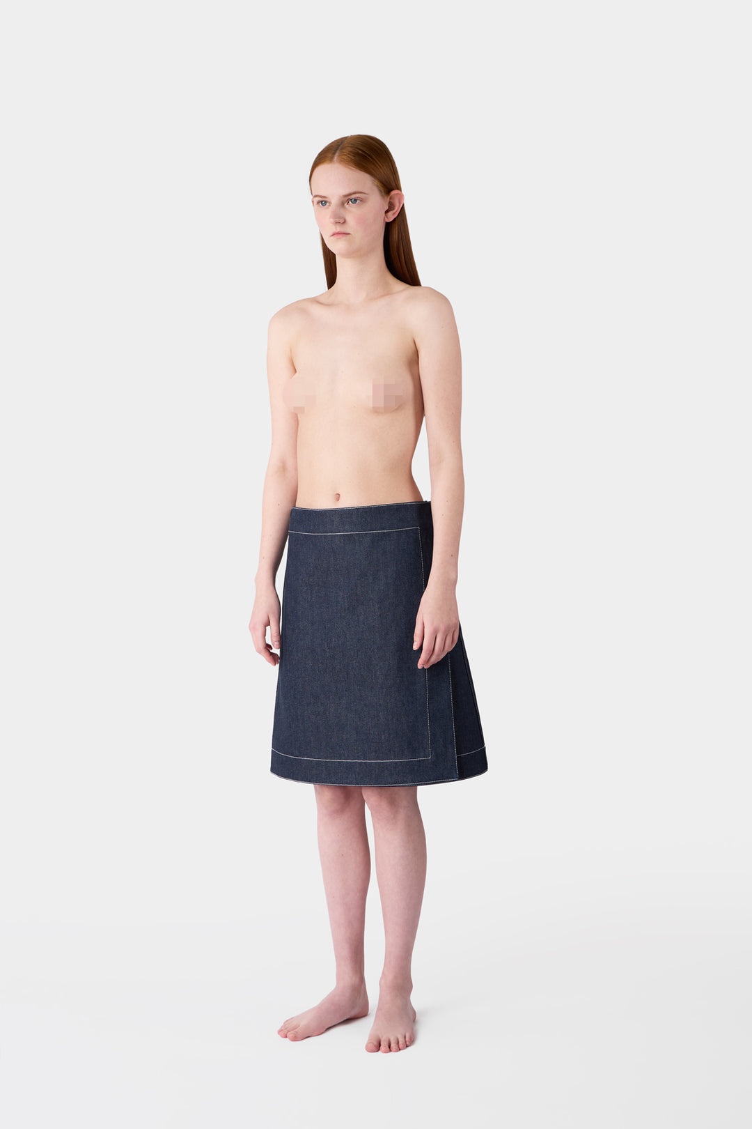 BELLIDENTRO REVERSIBLE SKIRT / denim & electric blue stripes - 1