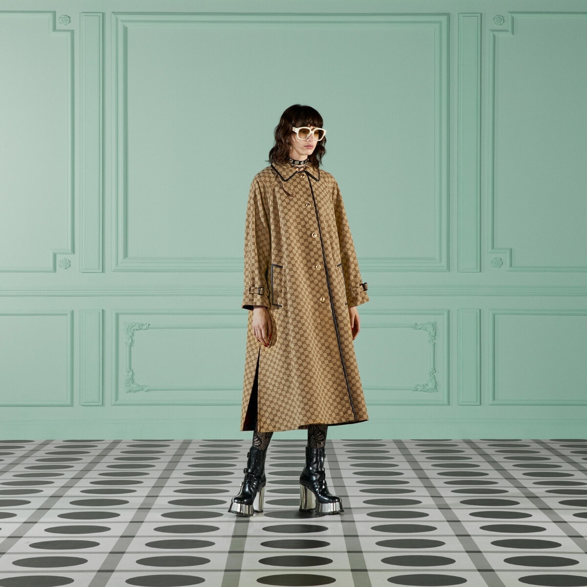 Reversible GG tartan coat - 7