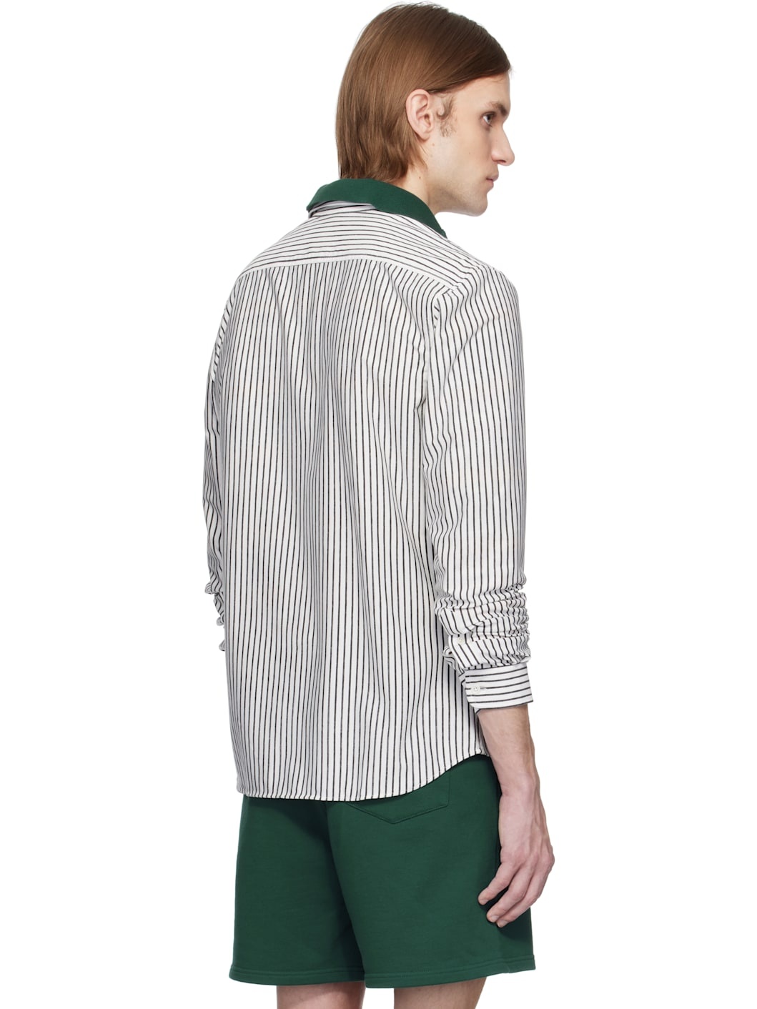 White & Navy Regular Fit Striped Cotton Shirt - 3