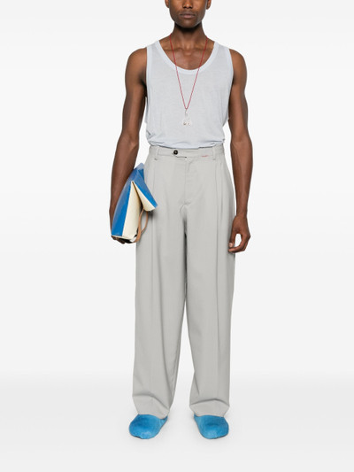 Marni logo-embroidered wool trousers outlook