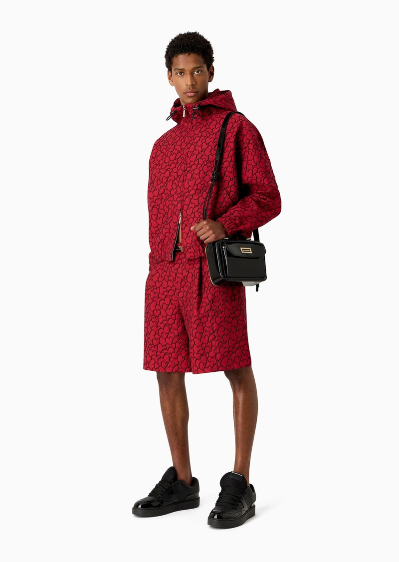 EMPORIO ARMANI Drill Bermuda shorts with all-over jacquard Mon Amour hearts outlook