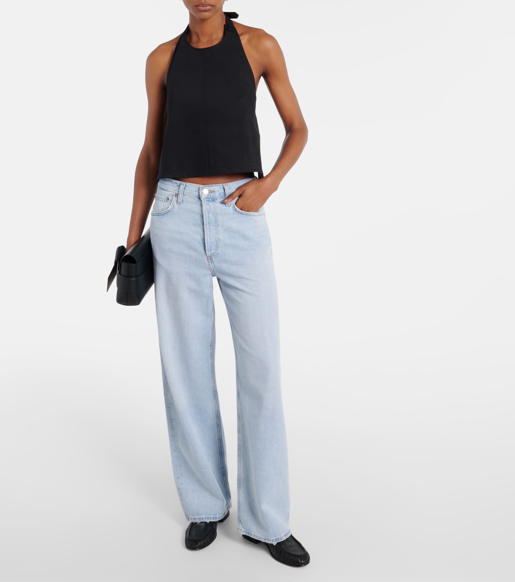 Drill halterneck cotton-blend twill top - 2