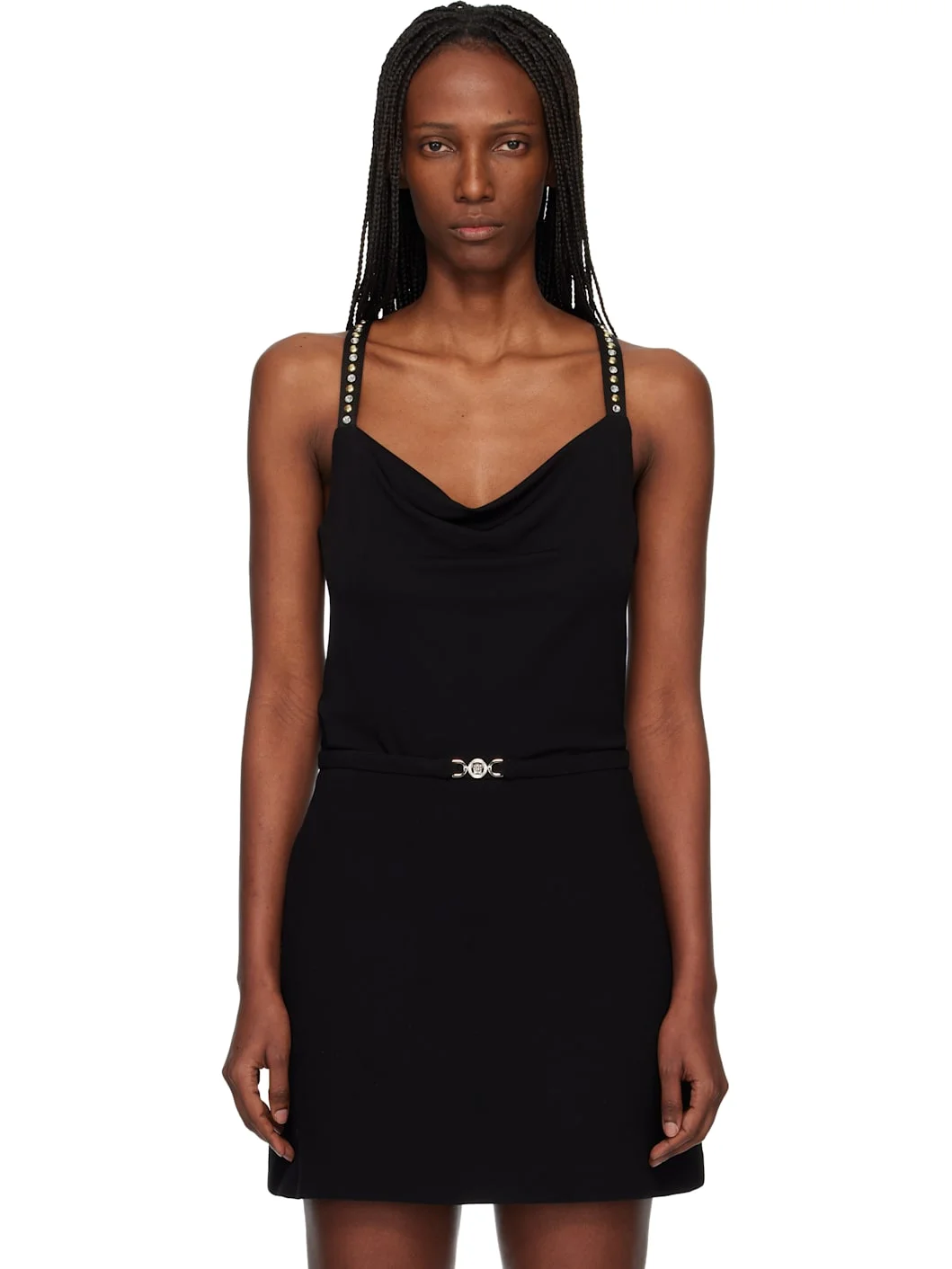 Black Stretch Crêpe Jersey Gathered Top - 1