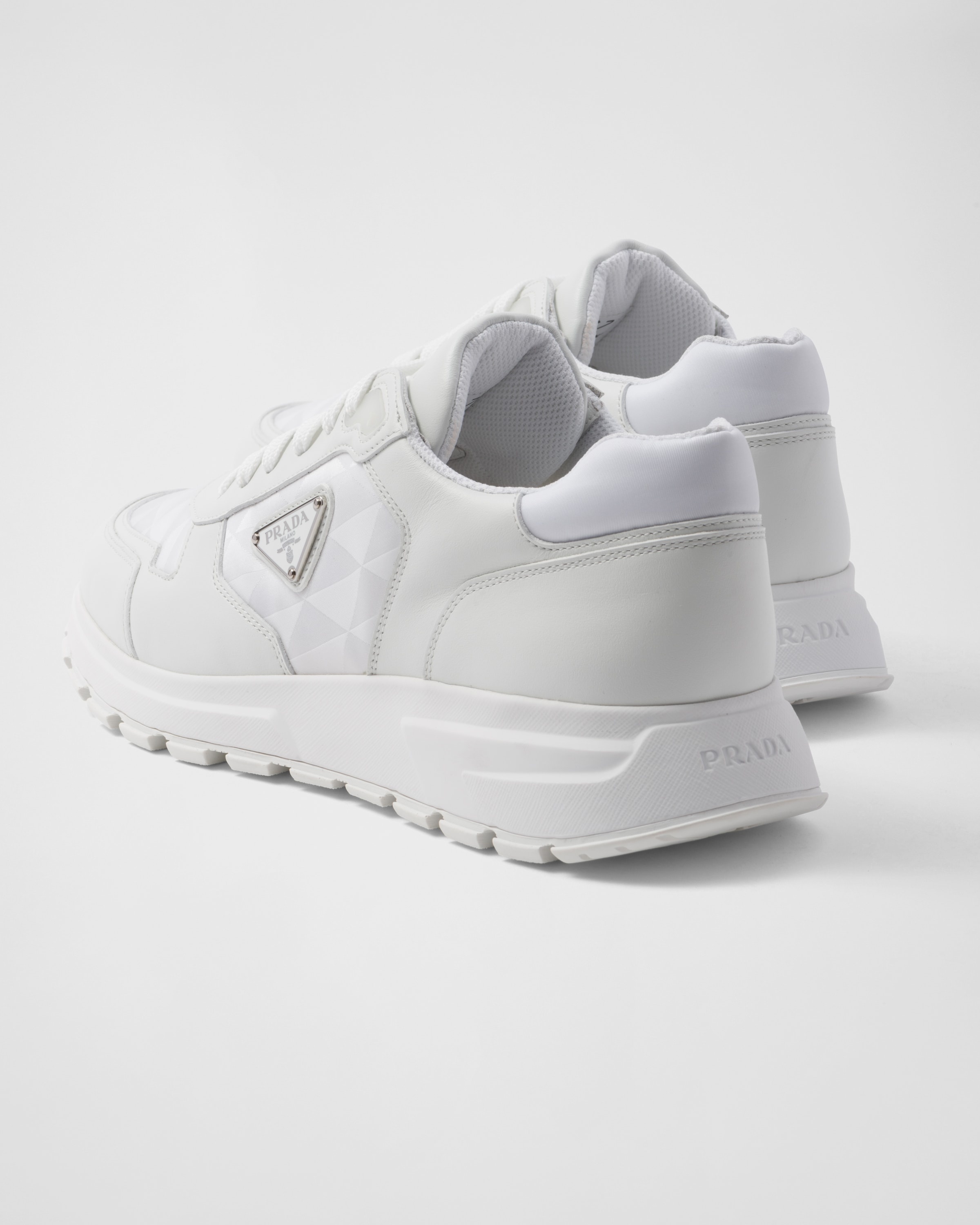 Leather and Re-Nylon high-top sneakers - 7