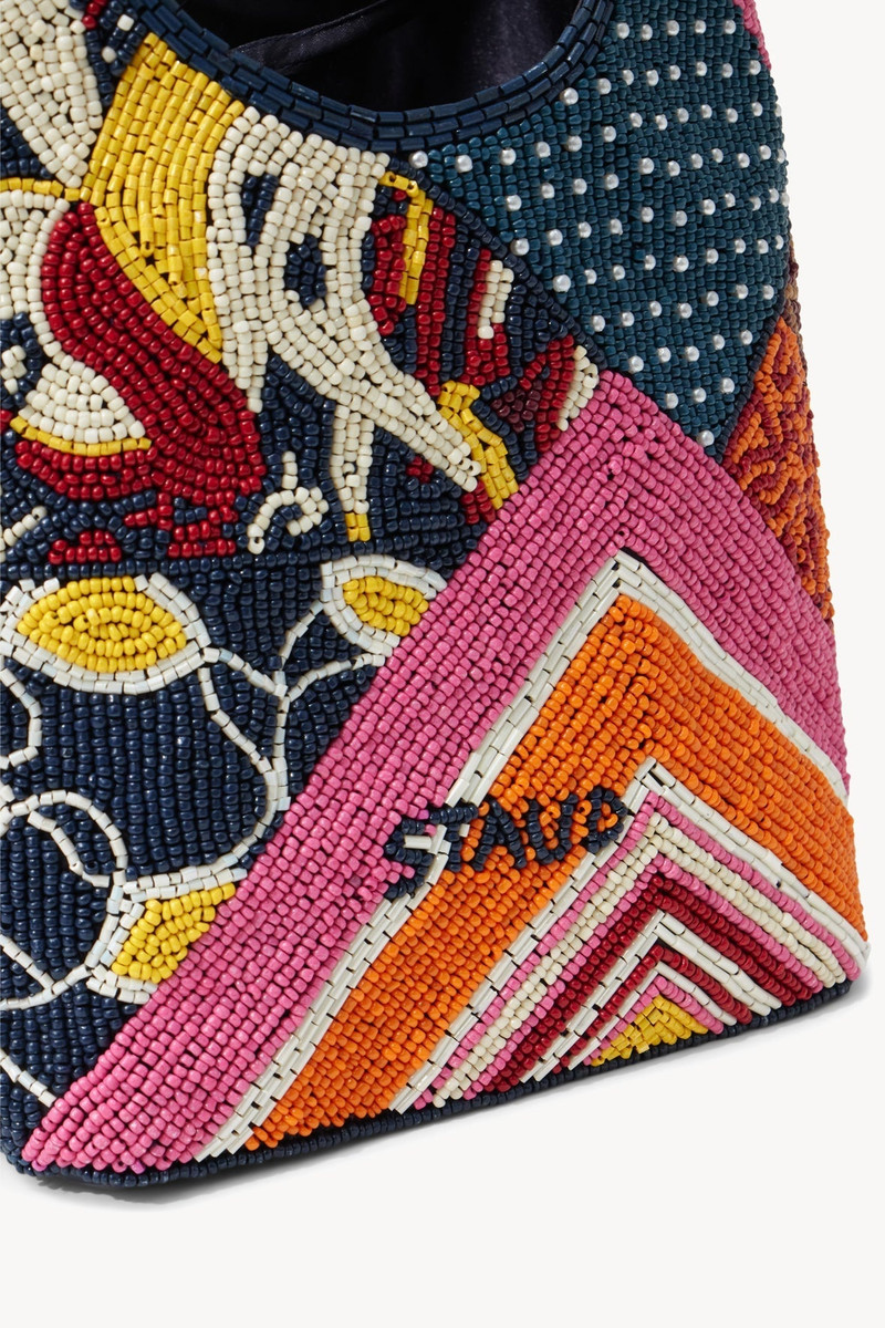 STAUD BEADED COTE BAG PATCHWORK FOULARD 7