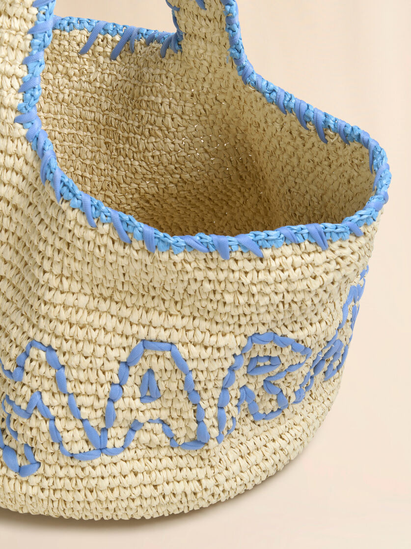 NATURAL RAFFIA AND BLUE NASSA MEDIUM HOBO BAG - 4