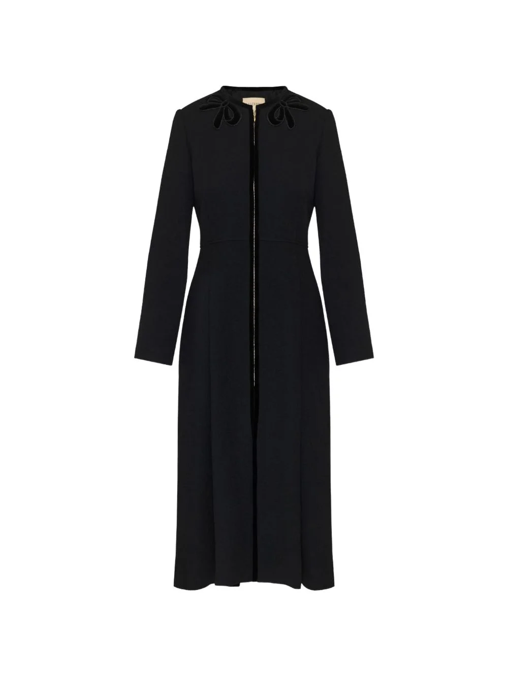 bow-embellished zip-fastening coat - 1