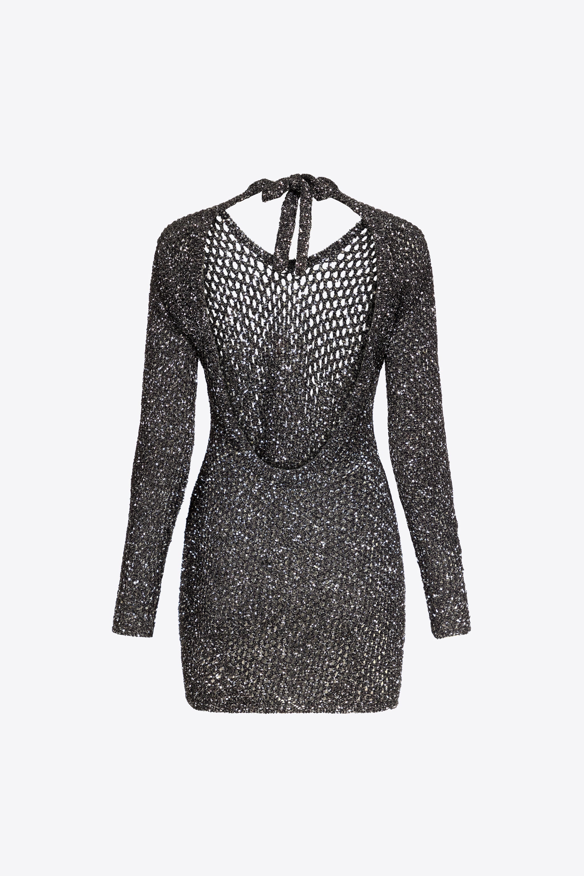 SEQUIN CROCHET LONG SLEEVE MINI DRESS - 2