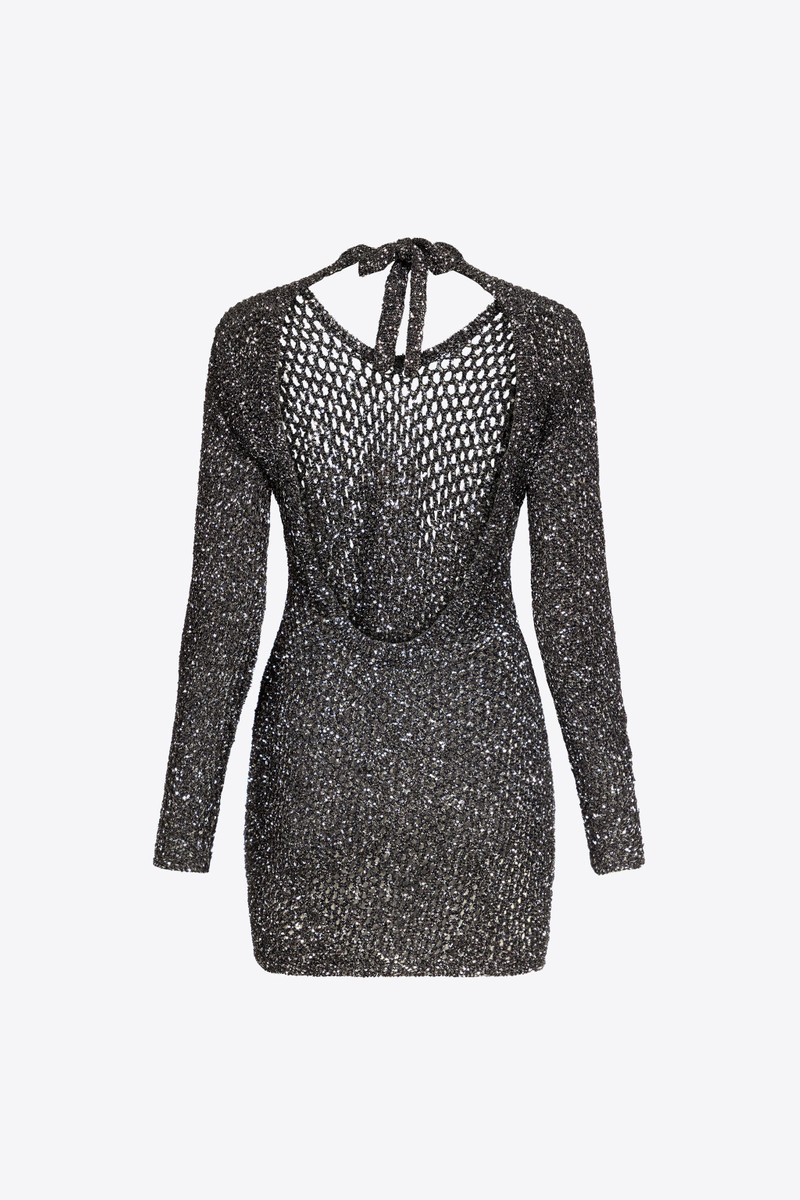 AREA SEQUIN CROCHET LONG SLEEVE MINI DRESS outlook