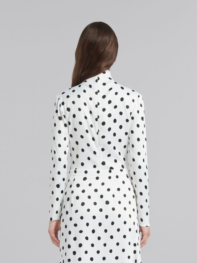 WHITE SATIN HIGH-NECK TOP WITH POLKA DOTS - 3