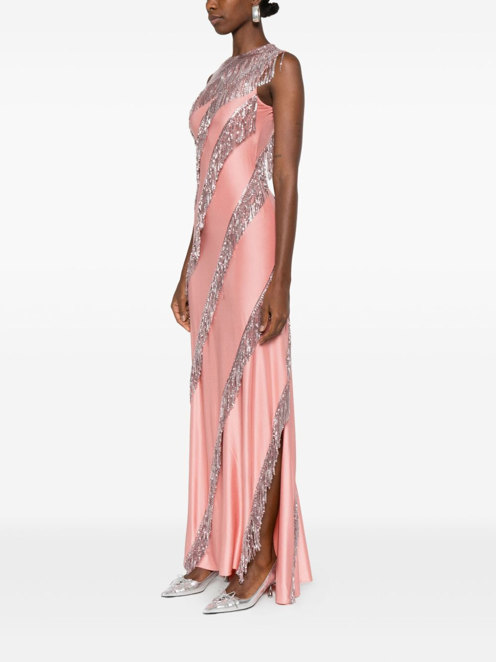 sequin-fringe maxi dress - 3