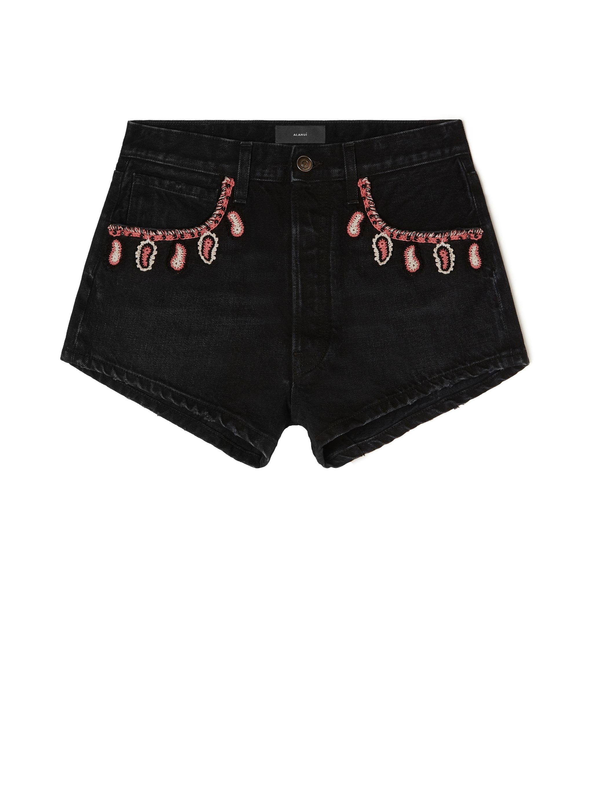 Inner Energy Crochet Denim Shorts - 1