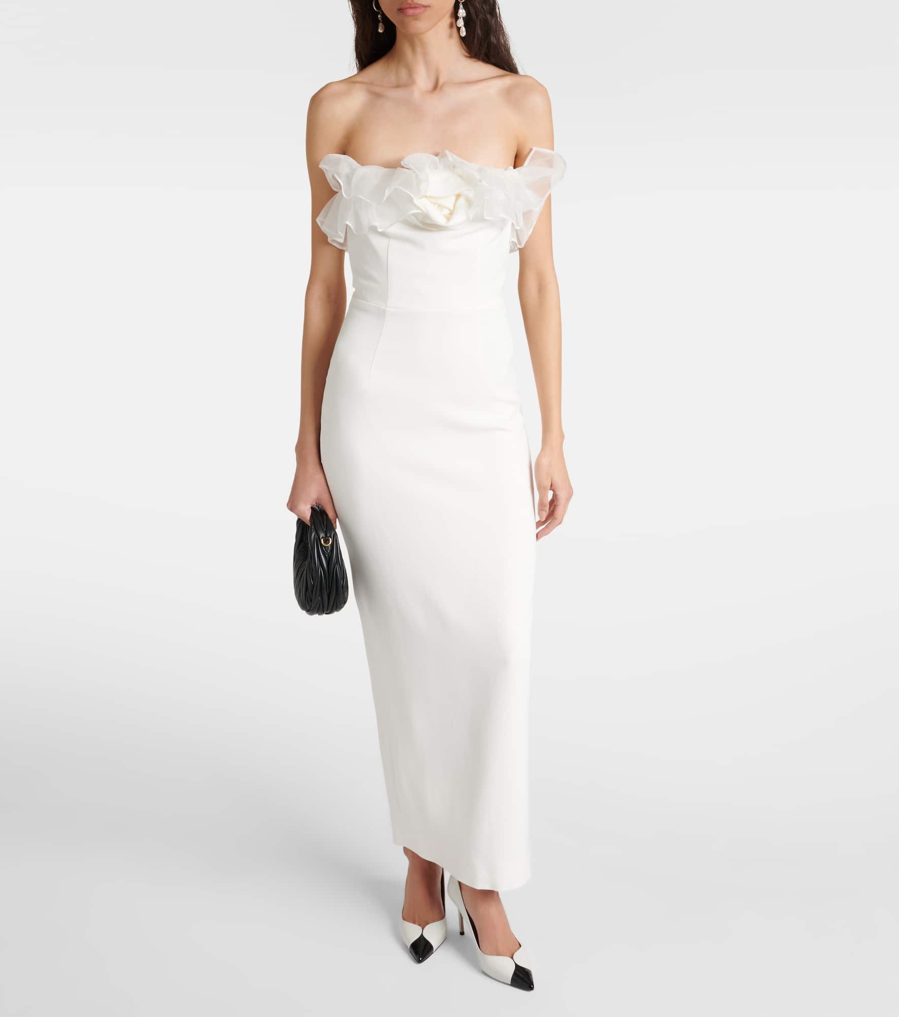 Organza-trimmed cady bustier gown - 2