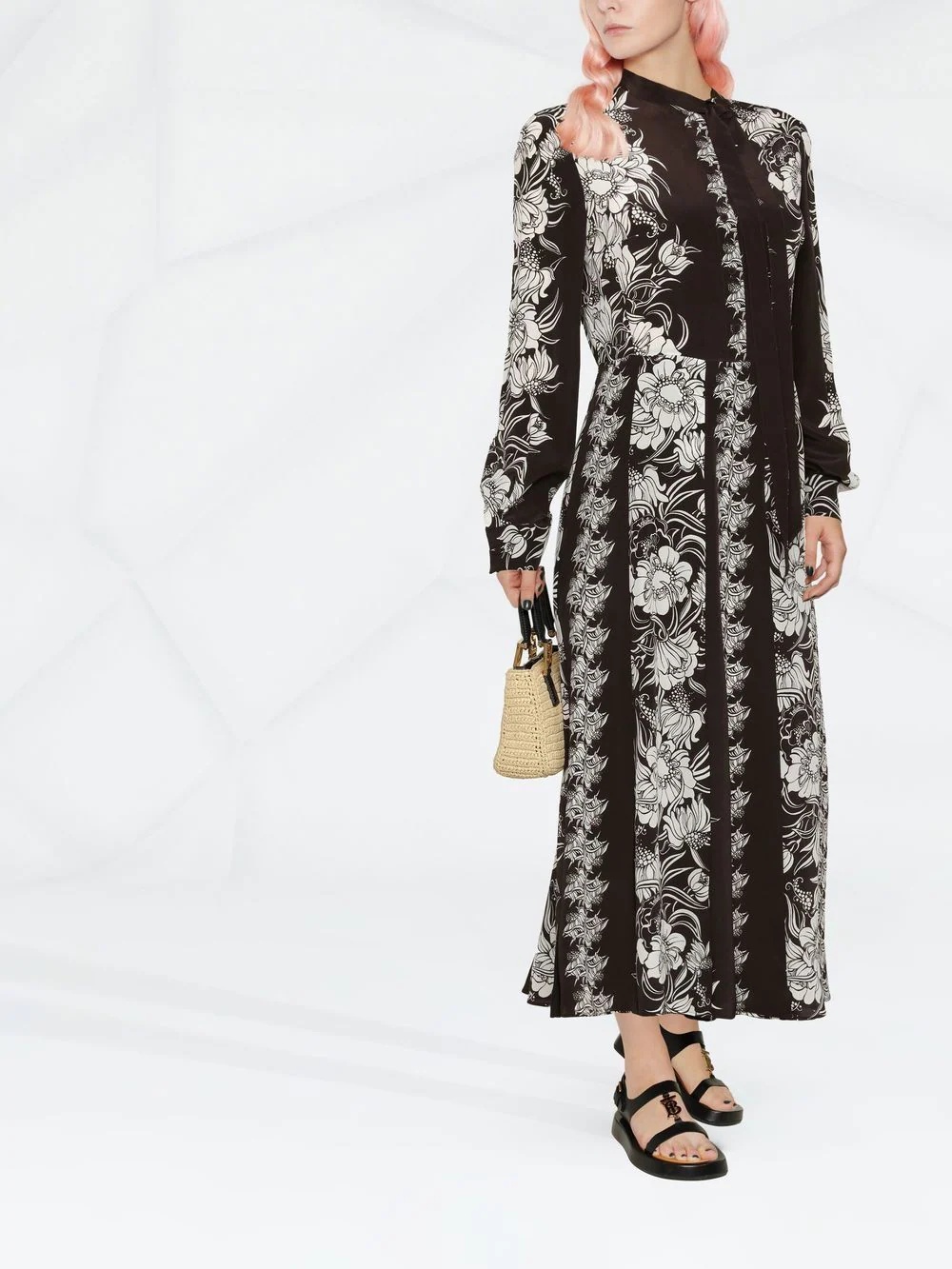 floral-print silk maxi dress - 2