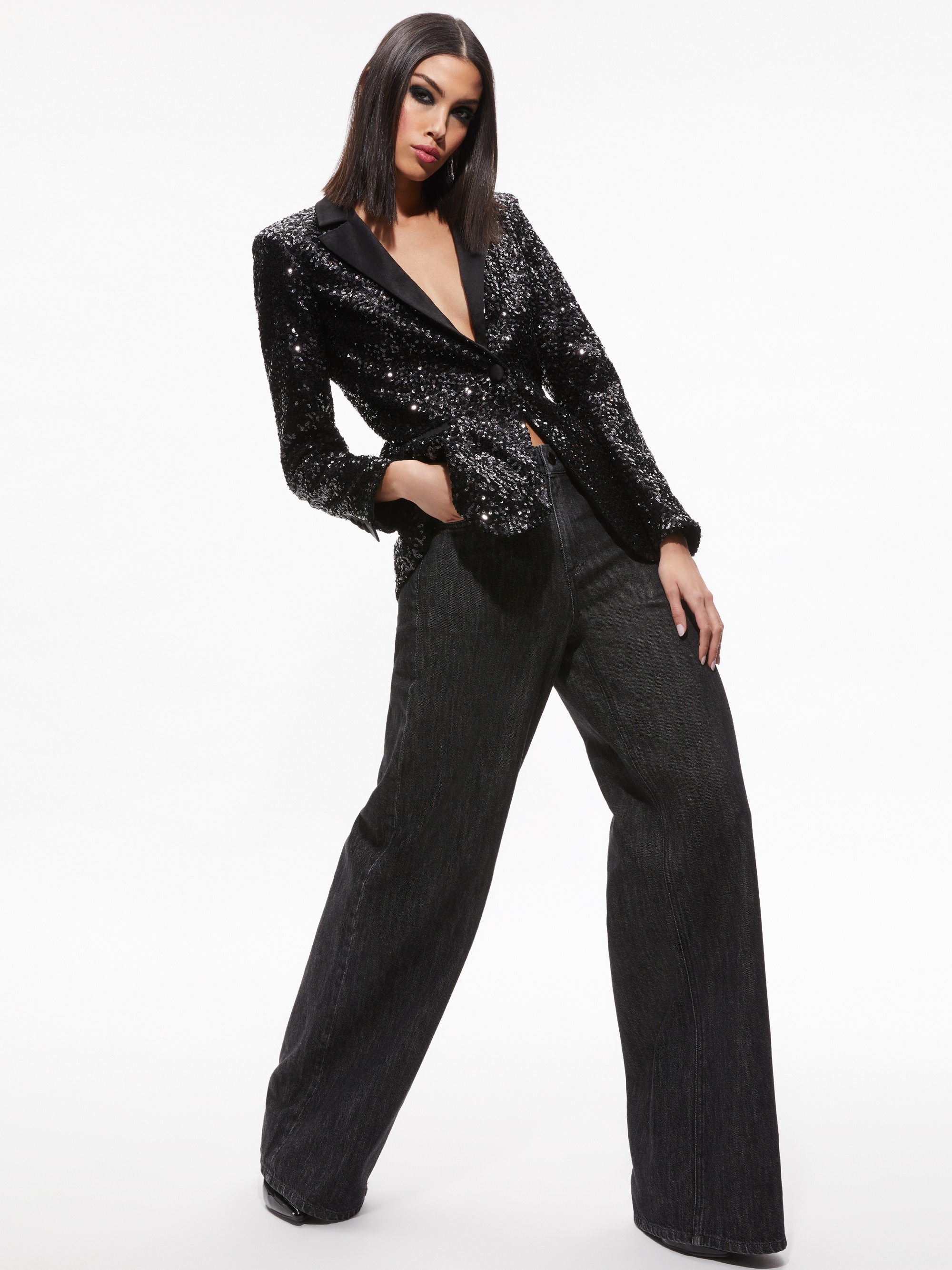 BREANN SEQUIN FITTED BLAZER - 6
