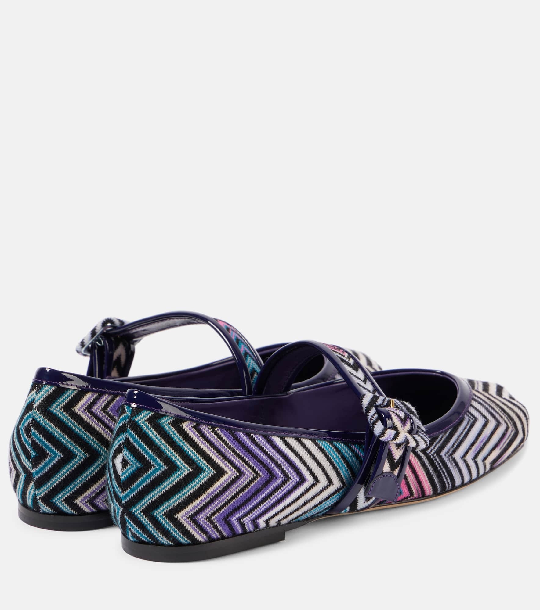 Zigzag leather-trimmed Mary Jane flats - 2