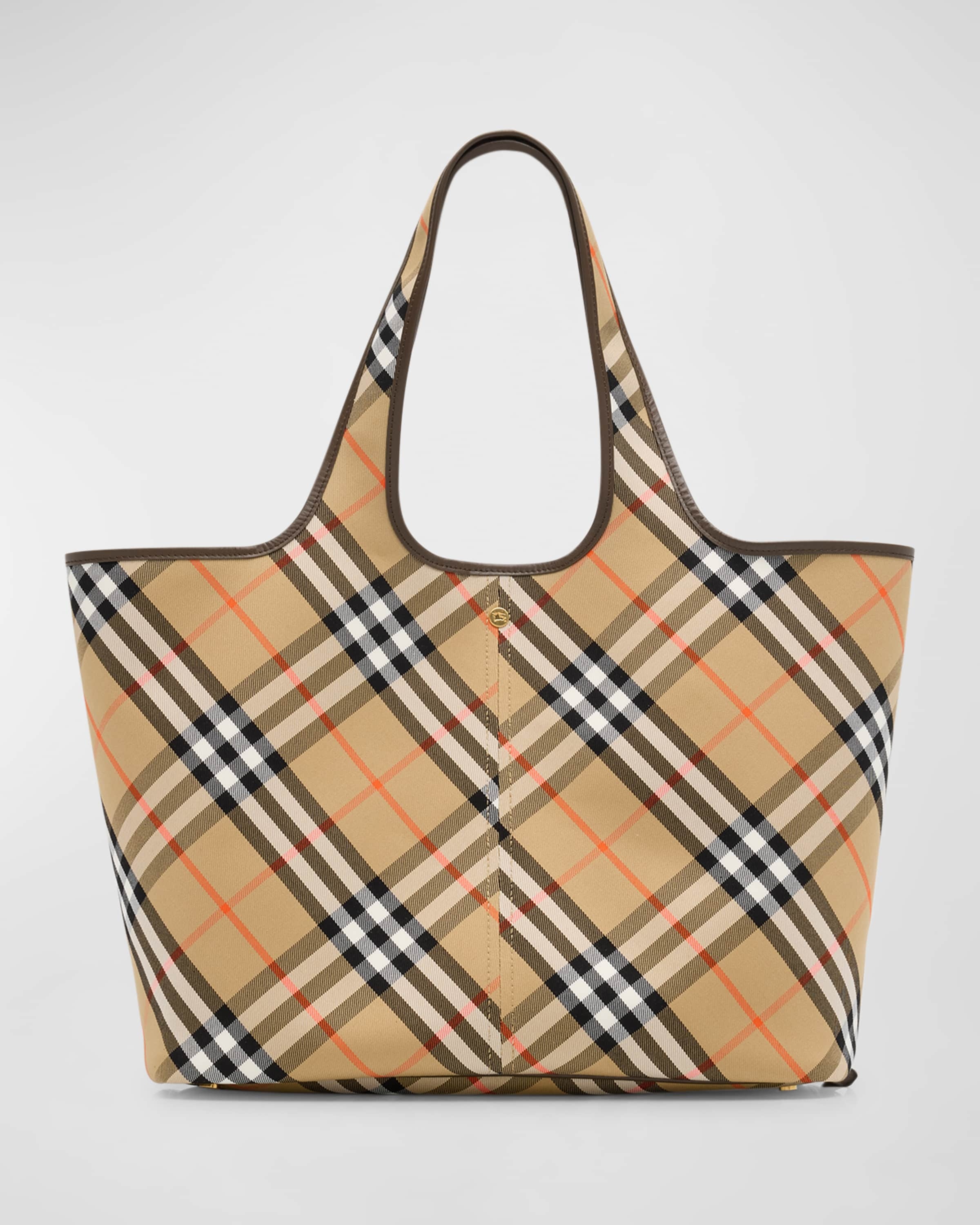 Medium East-West Check Tote Bag - 1