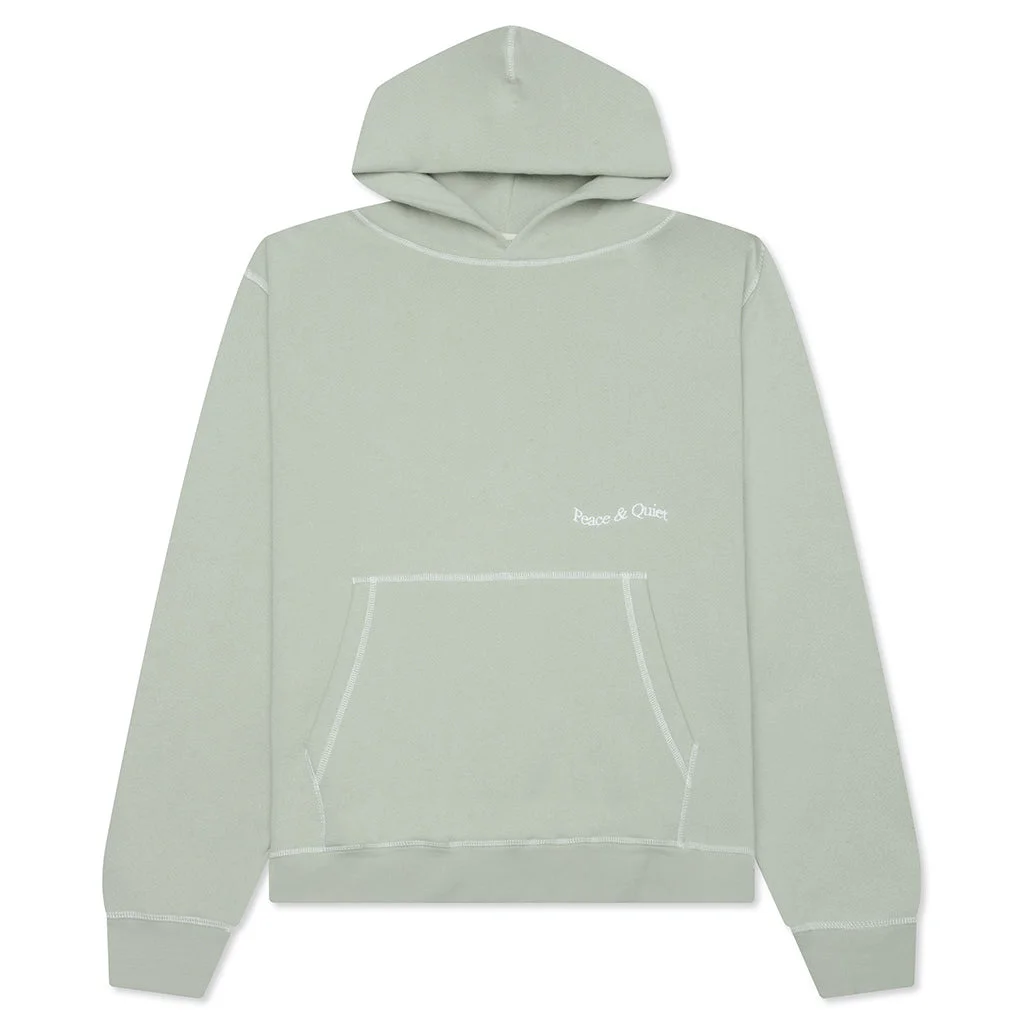WORDMARK REVERSE STITCHED HOODIE - SAGE - 1