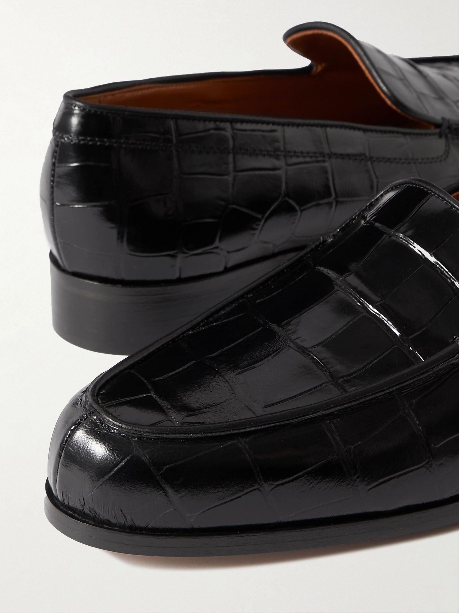 Danielle croc-effect patent-leather loafers Black - 4