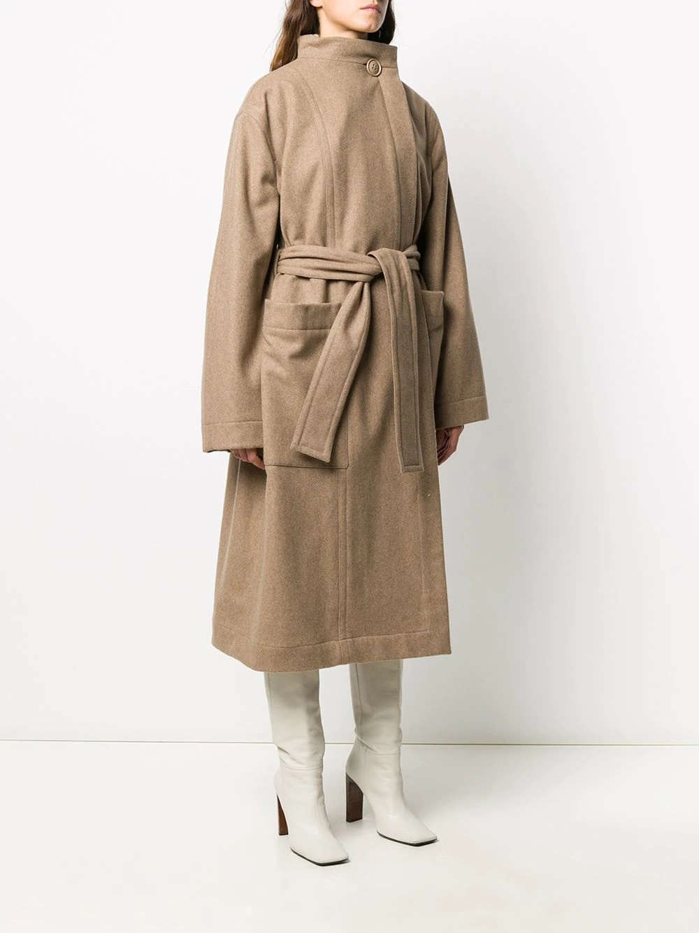 buttoned collar trench coat - 3