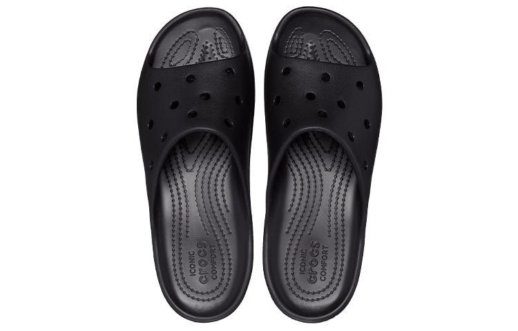 (WMNS) Crocs Platform Slide Crocs 'Black' 208180-001 - 4