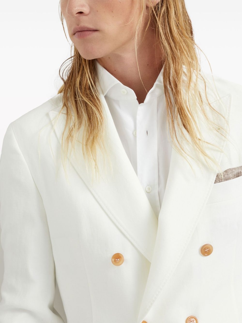 double-breasted linen blazer - 5