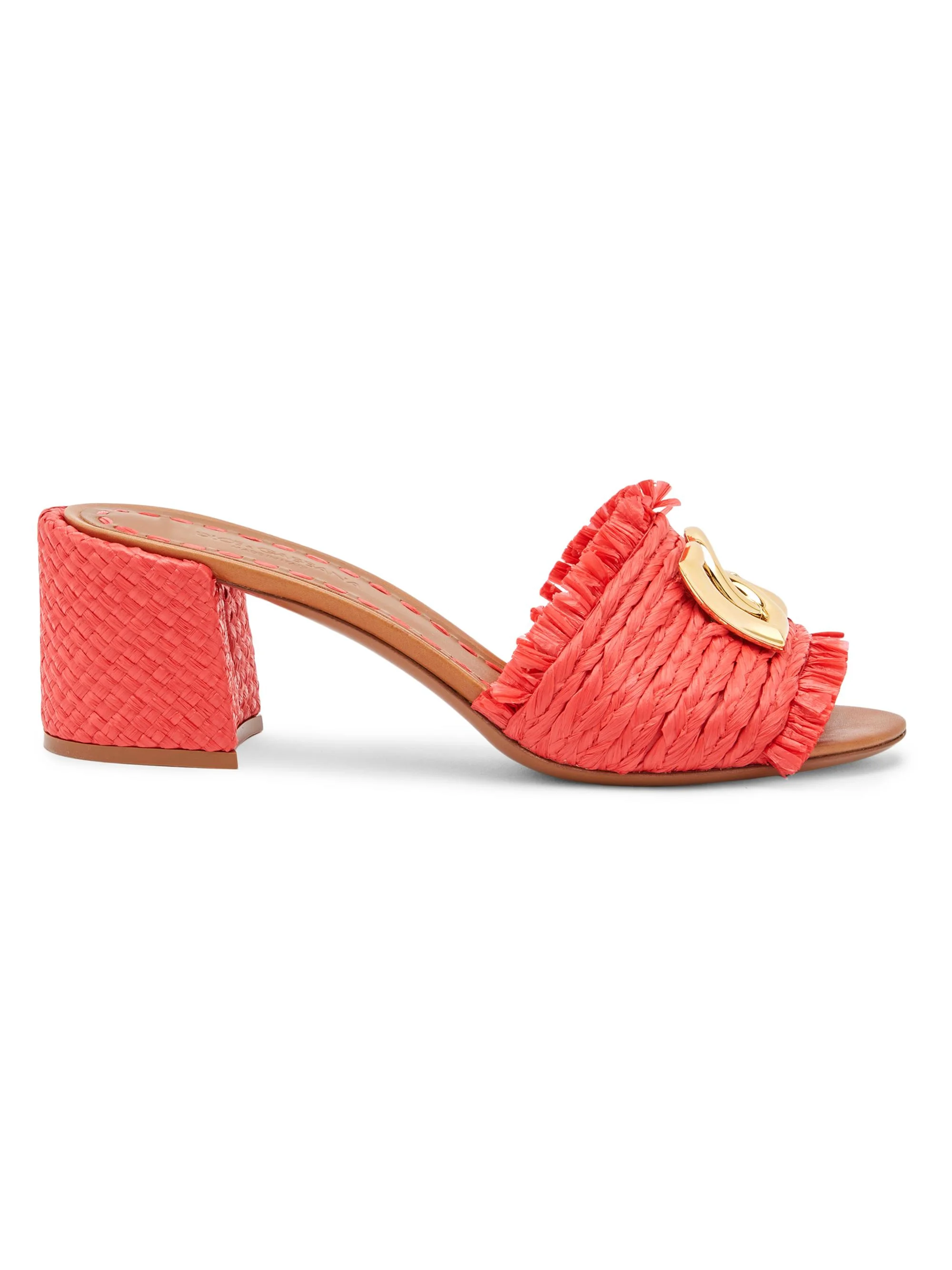 Women's Woven Logo Block-Heel Sandals - Rosso Sabbia - 1