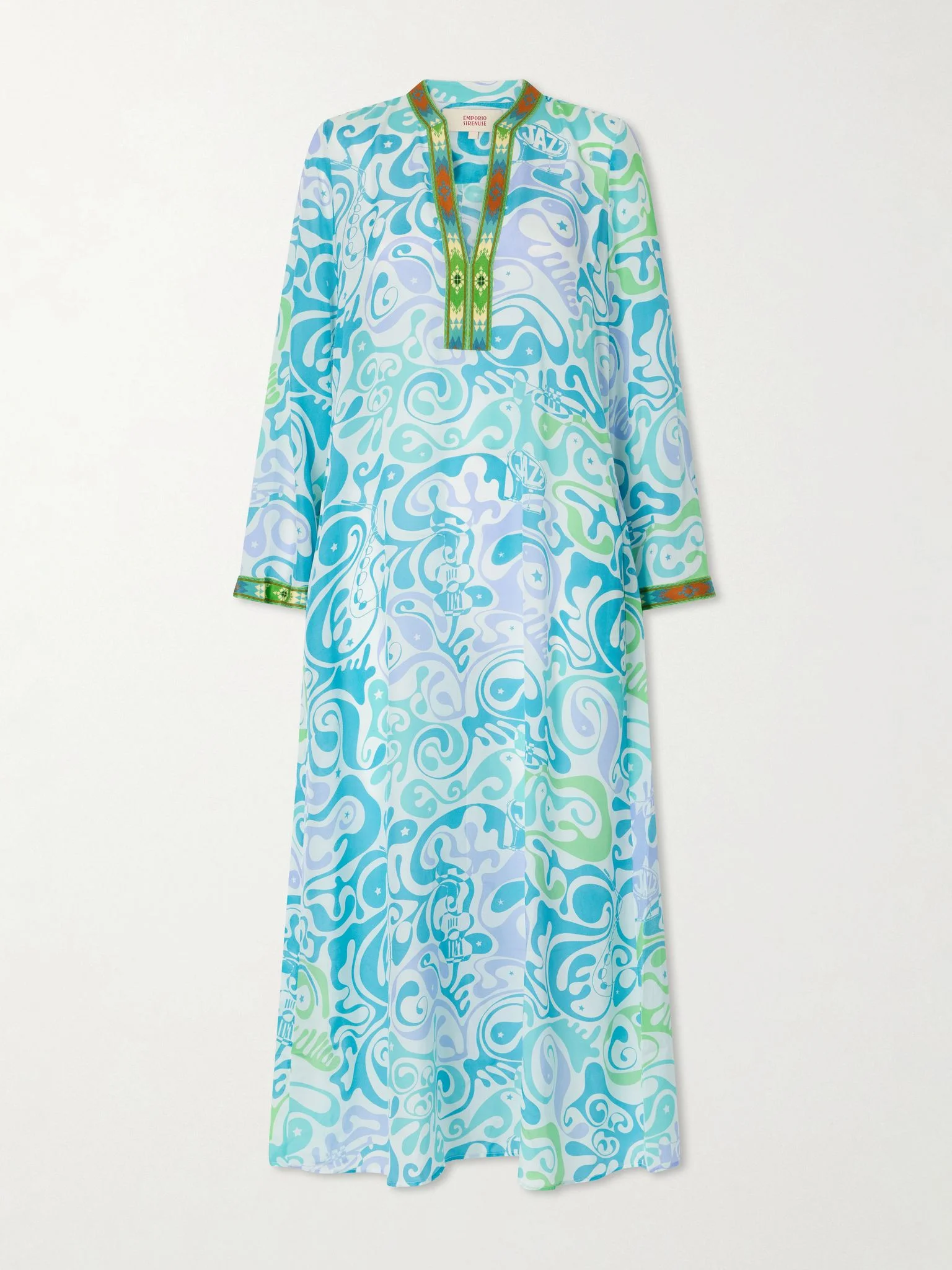 Jenna printed silk coverup Light blue - 1