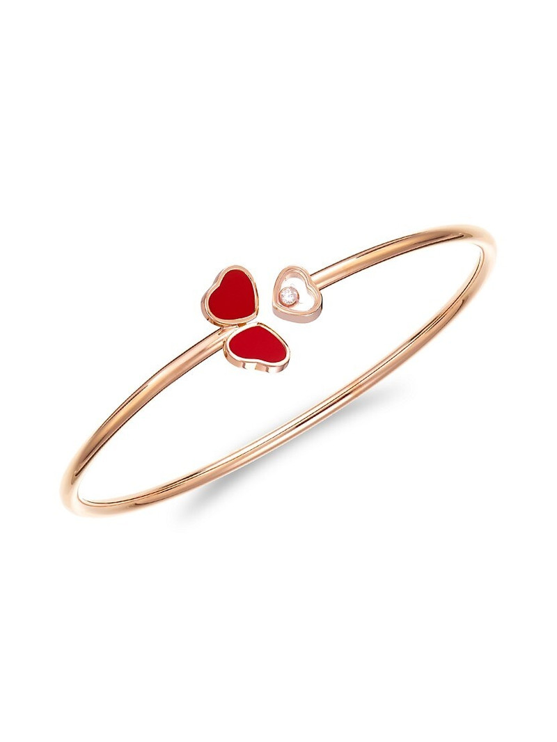 Happy Hearts Wings 18K Rose Gold & Diamond Bangle - 1