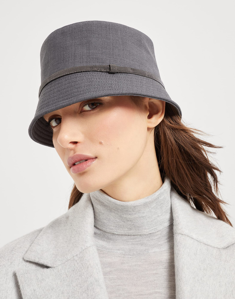 Tropical luxury wool bucket hat with shiny band 3
