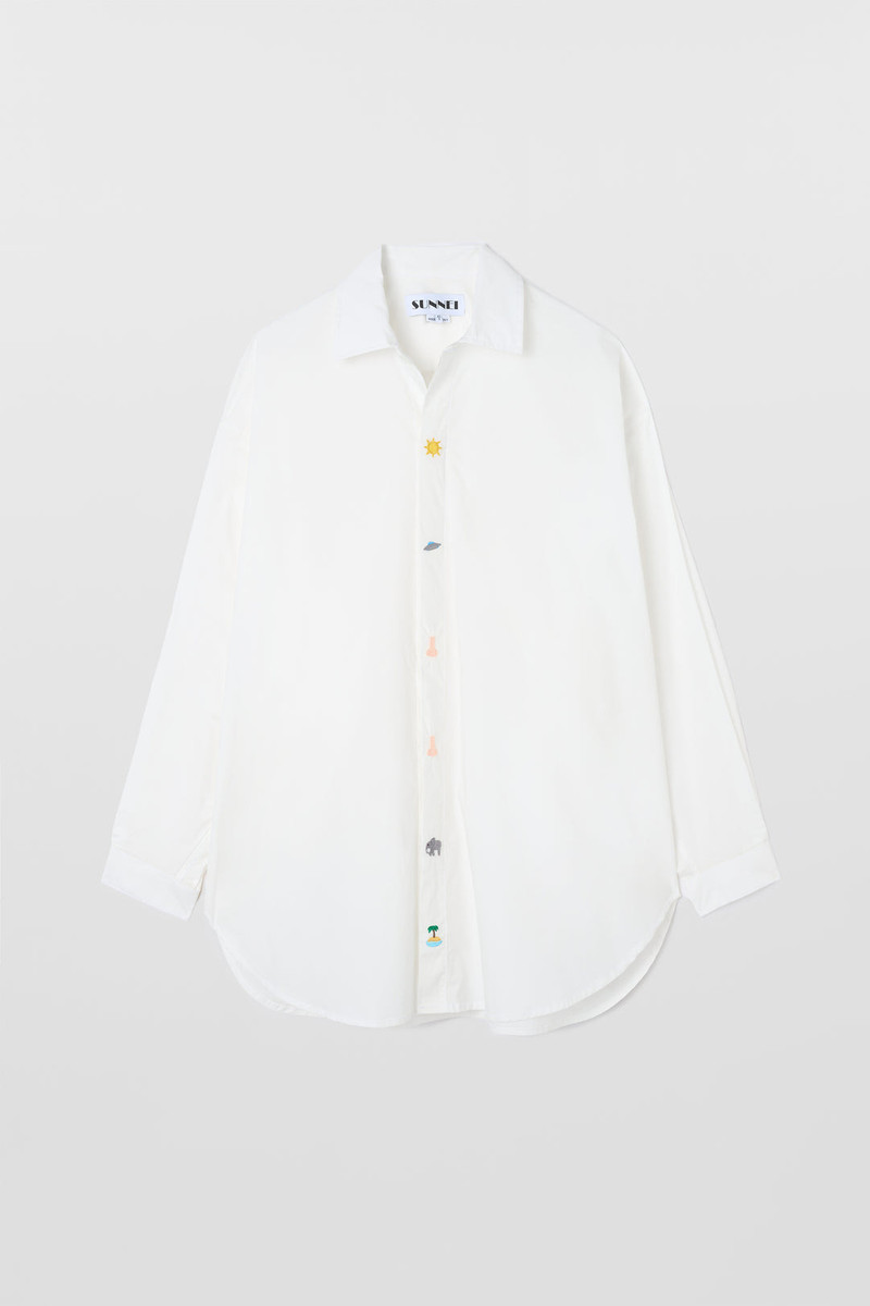 MEGA OVER SHIRT EMBROIDERY / off white 1