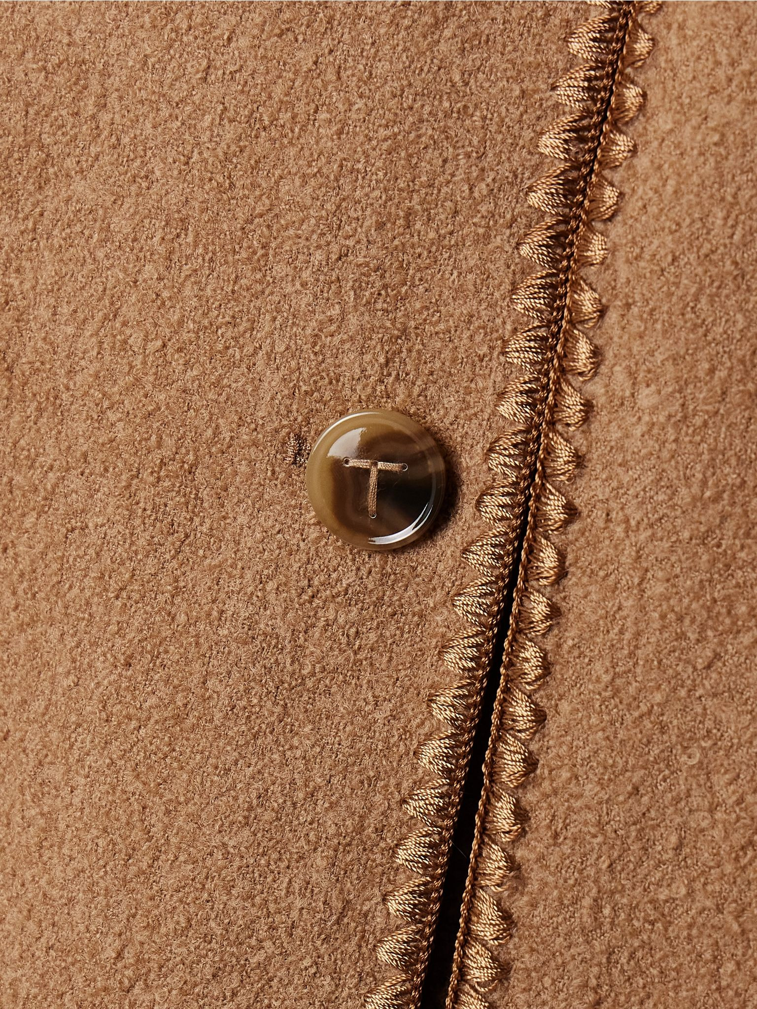 Draped fringed wool-blend bouclé jacket Camel - 5