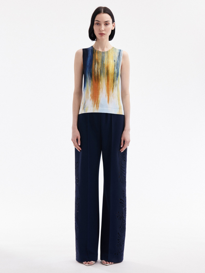 Oscar de la Renta ABSTRACT BRUSHSTROKE PRINTED TANK outlook
