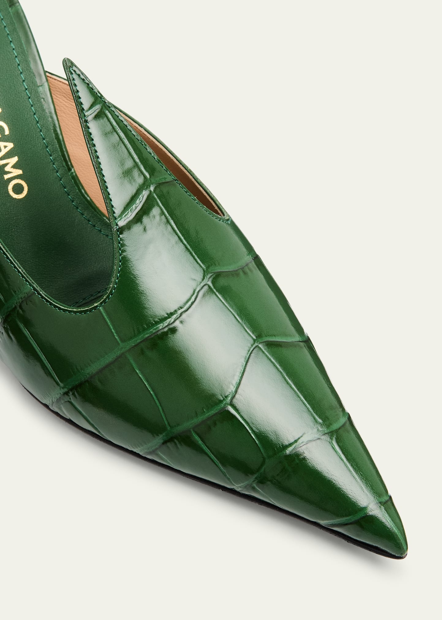 Avril Croc-Embossed Leather Mule Pumps - 6