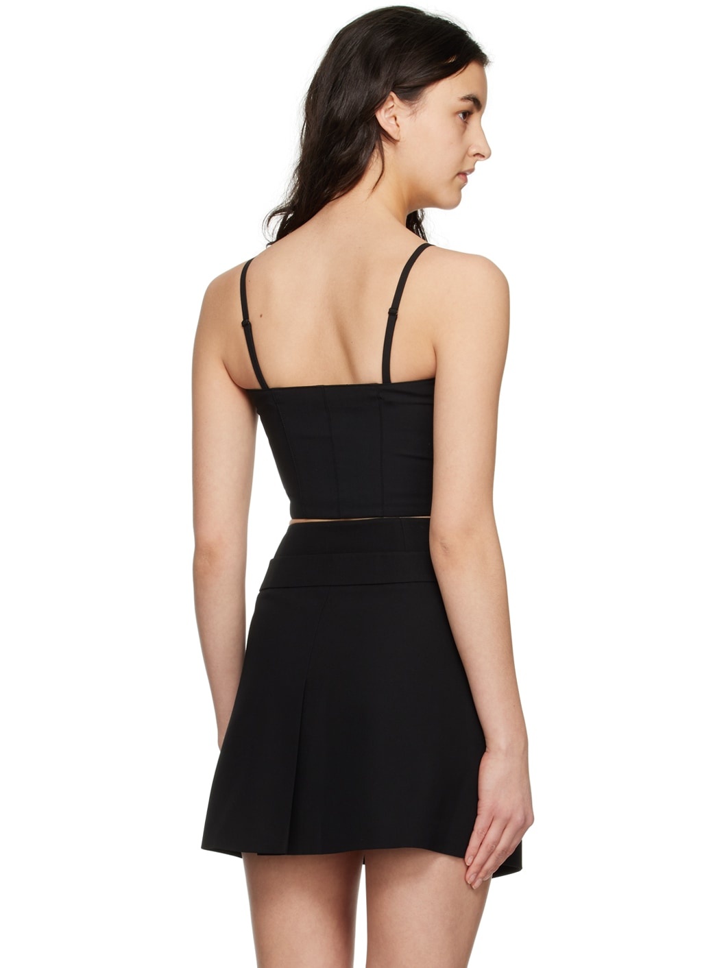 Black Cropped Tank Top - 3