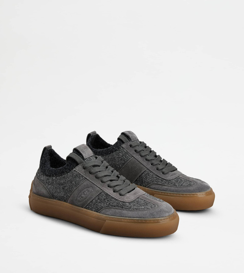 SNEAKERS IN SUEDE AD KNIT - GREY 4