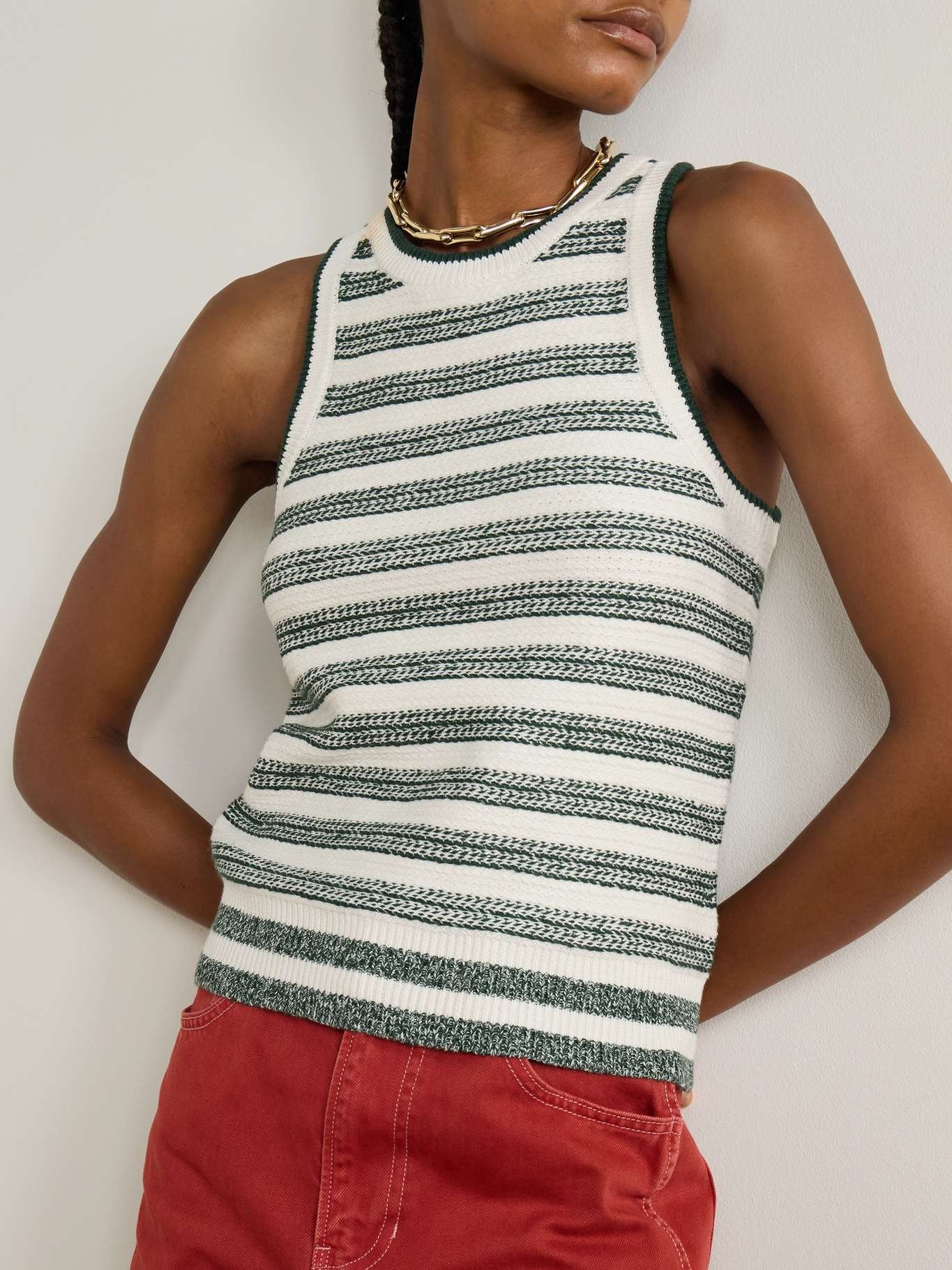 Jerrel striped linen-blend tank - 3