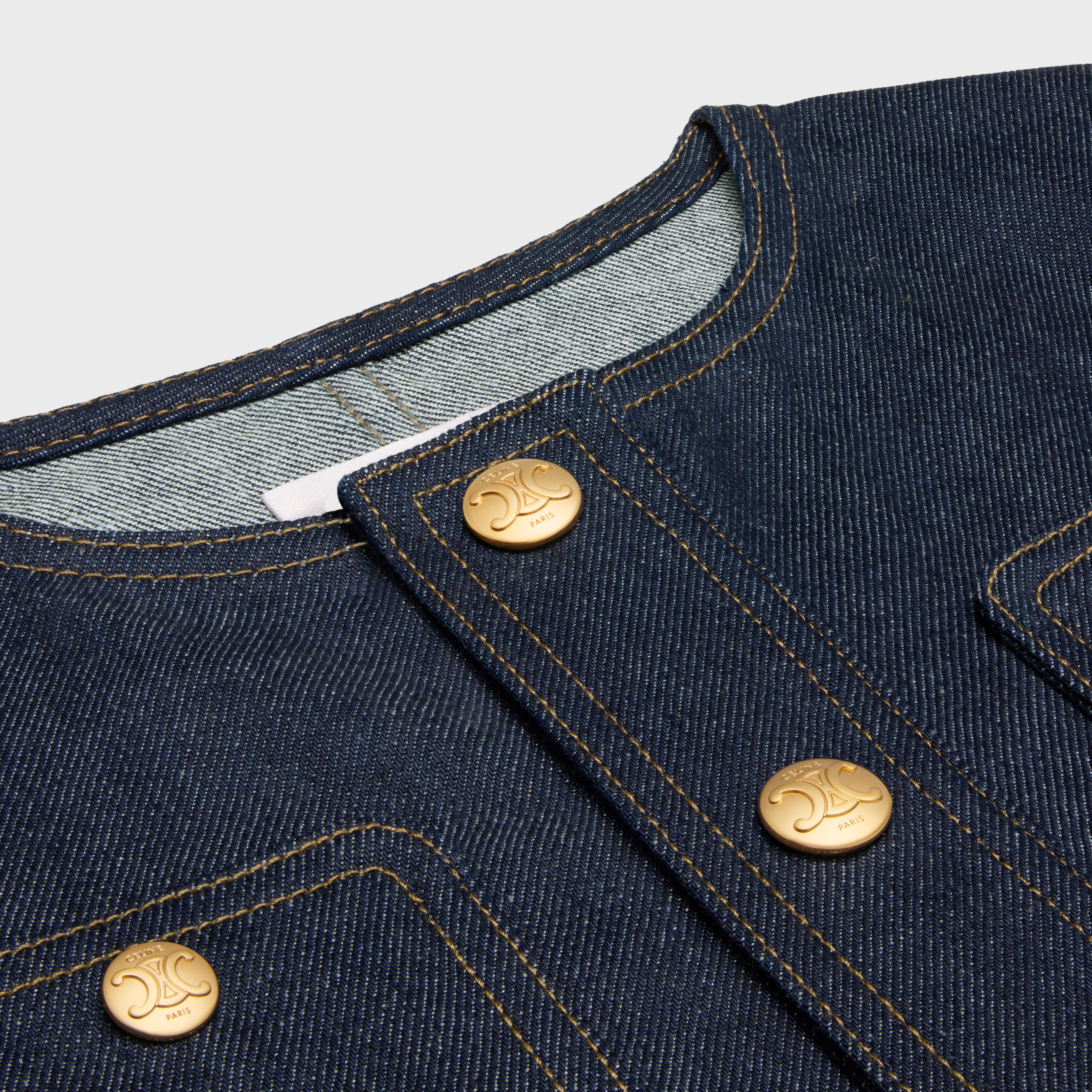 cropped jacket in raw wash denim - 3