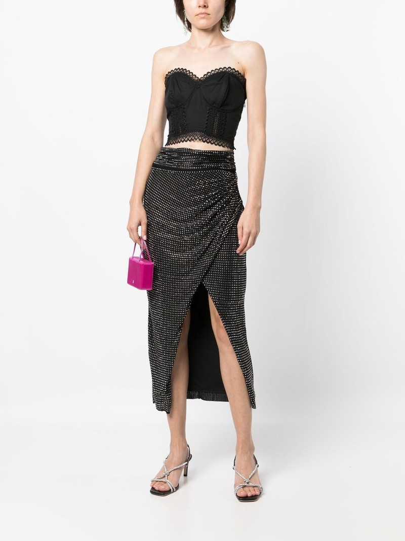 self-portrait gem-embellished draped skirt outlook