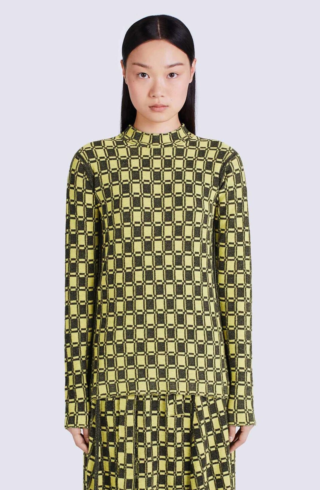 Vichy jacquard fitted jumper - 5