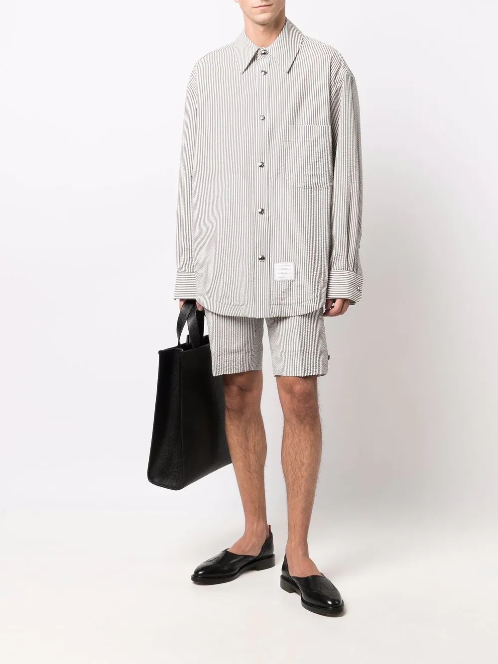 RWB grosgrain-placket seersucker oversized shirt jacket - 2