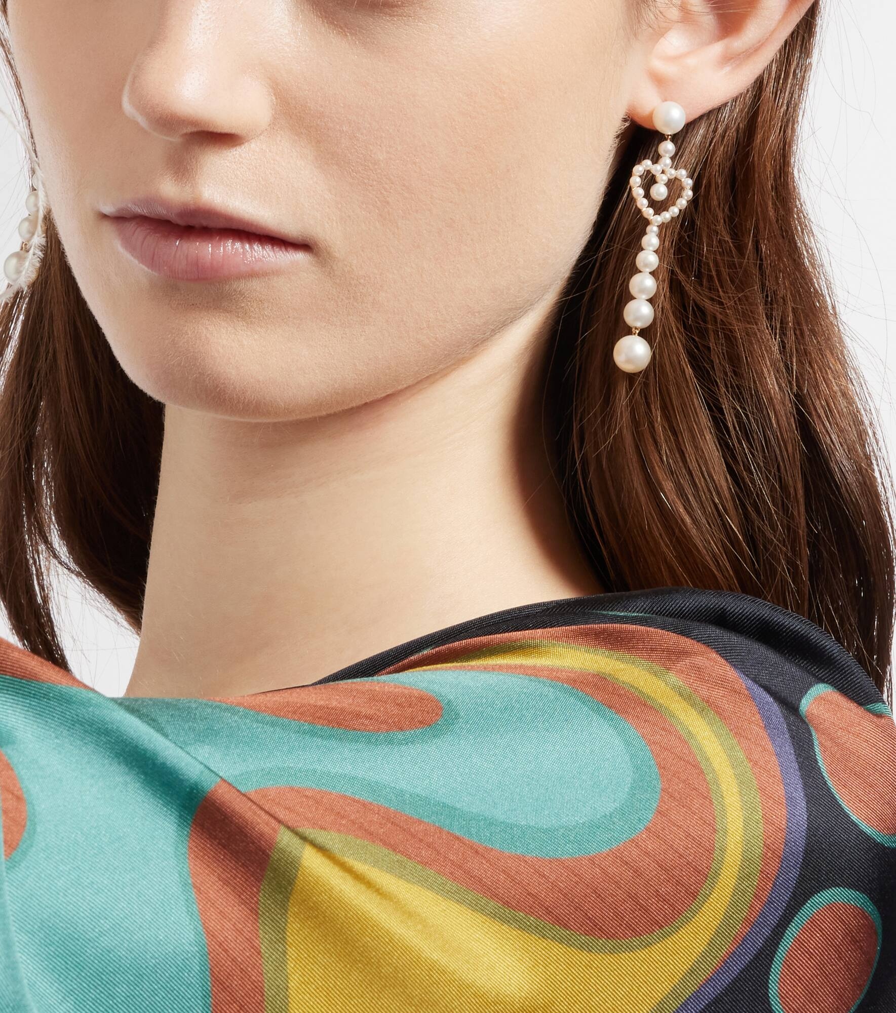 Pearl Heart 14kt gold pendant earrings with pearls - 3