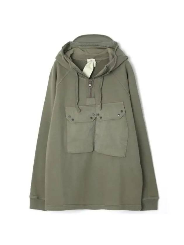 Felpa Chiusa Cappuccio Garment-Dye Hooded Anorak Khaki - 1