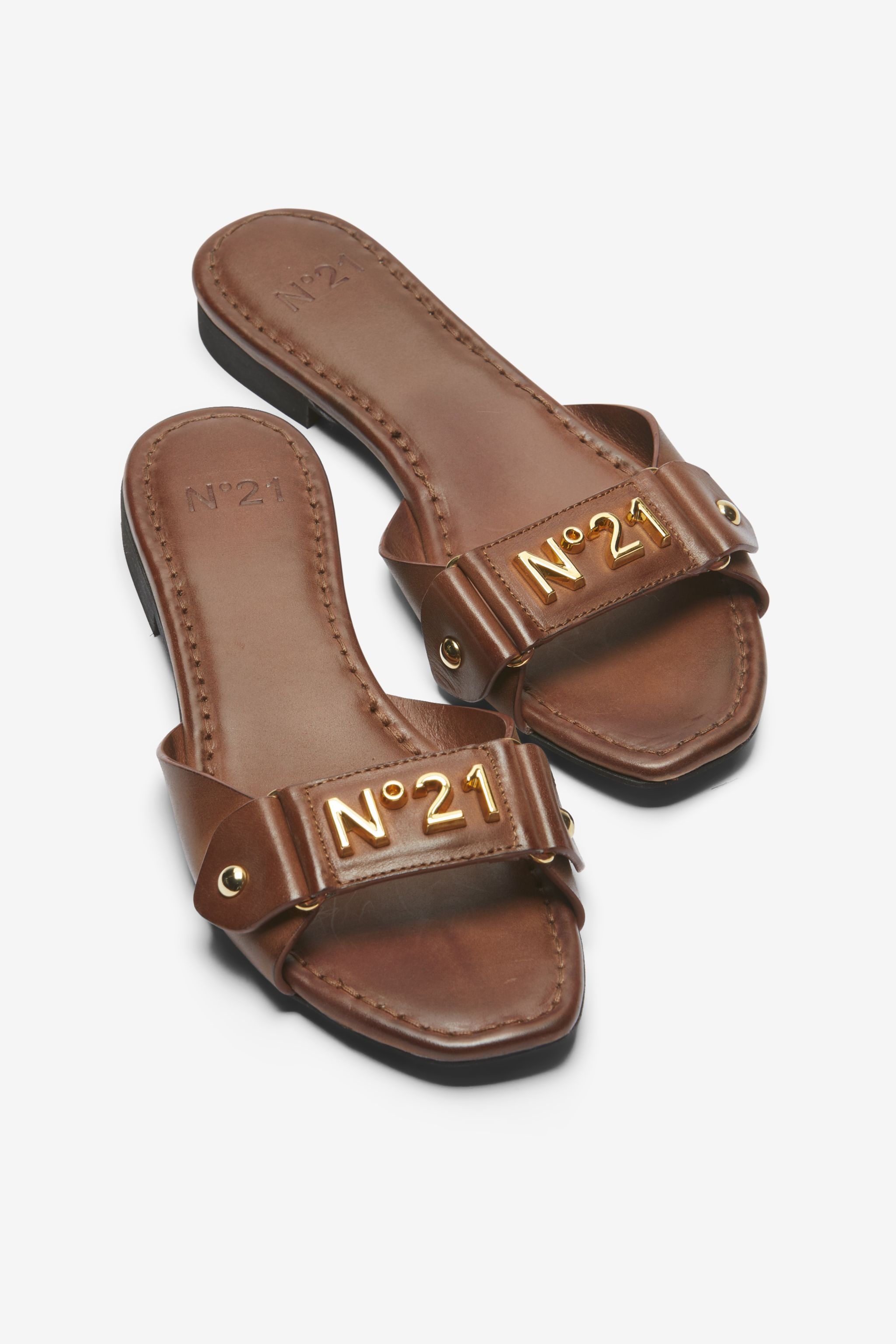 LOGO-PLAQUE LEATHER SANDALS - 4