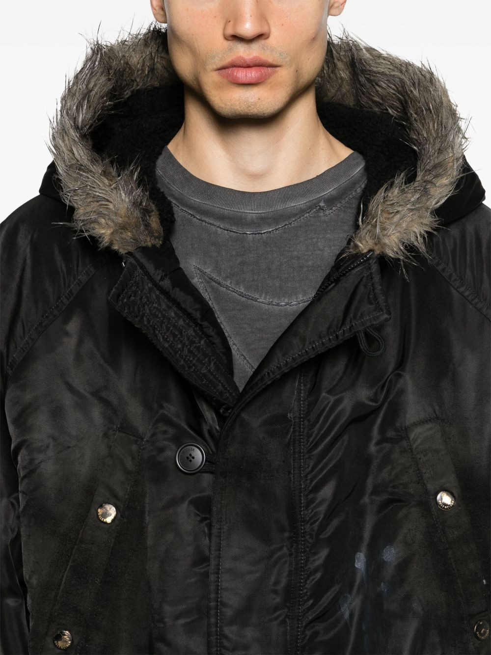 hooded button-up parka - 5